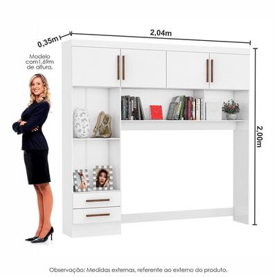 Guarda Roupa Modulado Com Cama Paris 4 Portas 2 Gavetas Branco