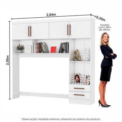 Guarda Roupa Modulado Paris 4 Portas 2 Gavetas Branco