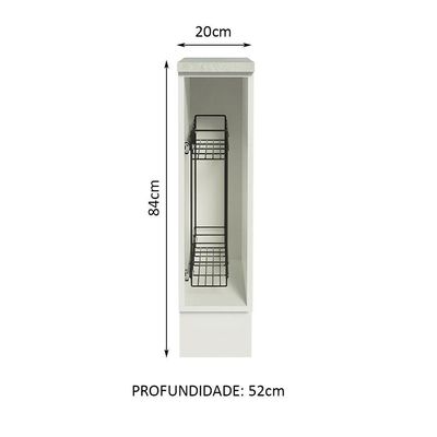 Balcão Porta-temperos Glamy, Agata e Stella 20cm Branco