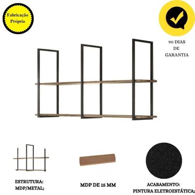 Prateleira Suspensa Industrial Aurora Plus Demolição Preto