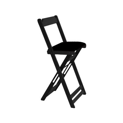 Jogo Bistro De Madeira Dobravel Redondo 55cm Diametro Com 2 Cadeiras Preto Estofado Preto - Preto