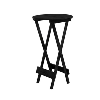 Conjunto Bistro De Madeira Dobravel Redondo 55cm Diametro Com 2 Cadeiras Preto Preto - Preto