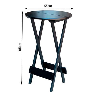 Jogo Bistro De Madeira Dobrável Redondo 55cm Diametro C-2 Cadeiras - Preto
