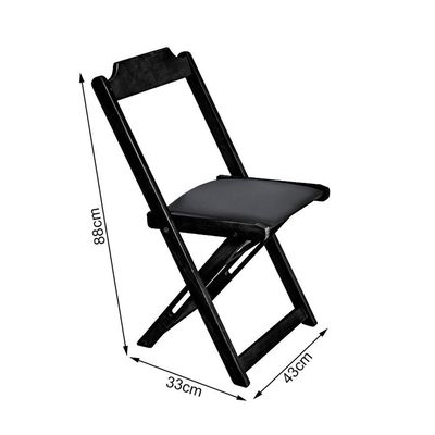 Conjunto De Mesa Dobravel De Madeira 120x70 Com 4 Cadeiras Preto Estofado Preto - Preto