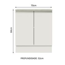 Balcão de Cozinha Madesa Glamy 70cm 2 Portas Branco