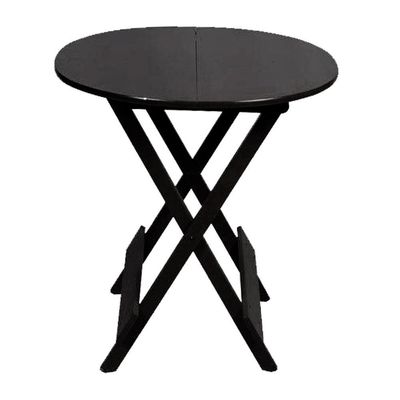 Conjunto Premium De Mesa Dobravel De Madeira 60cm Redondo Com 4 Cadeiras Preto - Preto