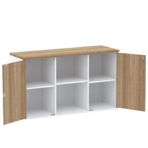 Armário Baixo Credenza Pe25 Pandin 121,50 Cm Em Mdp Noce Naturalle E Branco Com Duas Portas