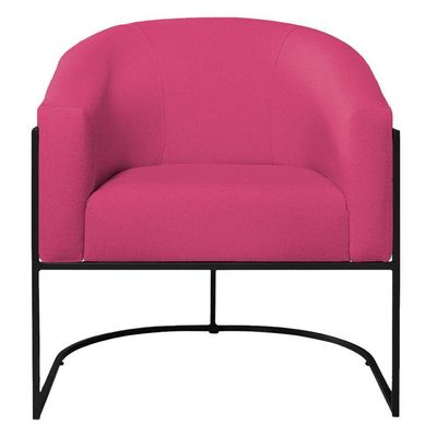Poltrona Decorativa Luiza Base De Ferro Preto Suede - Doce Sonho Móveis Pink