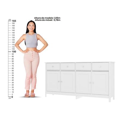 Cristaleira + Aparador Buffet Ditália E-962-r-626 Cor:branco Branco