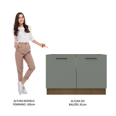 Balcão de Pia com 2 Portas Cinza Agata Madesa