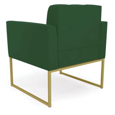 Poltrona Elisa Veludo Verde Base Metálica Industrial Dourado - D'rossi