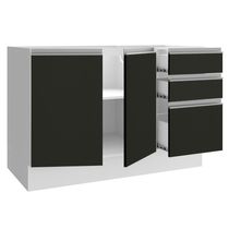 Balcão de Pia Madesa Glamy 2 Portas e 3 Gavetas Branco Preto