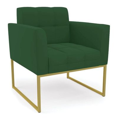 Kit 2 Poltronas Elisa Veludo Verde Base Metálica Industrial Dourado - D'rossi