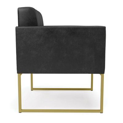 Kit 2 Poltronas Elisa Corano Preto Base Metálica Industrial Dourado - D'rossi