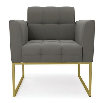 Kit 2 Poltronas Elisa Suede Base Metálica Industrial Dourado - D'rossi Cor Grafite