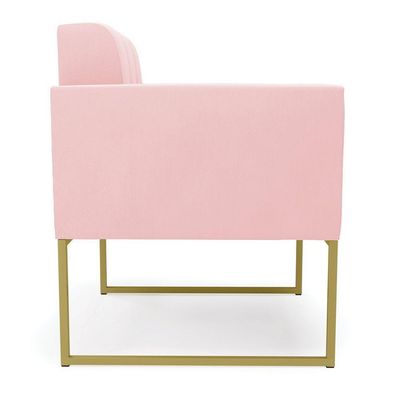 Poltrona Elisa Suede Base Metálica Industrial Dourado - D'rossi Cor Rosa Bebê
