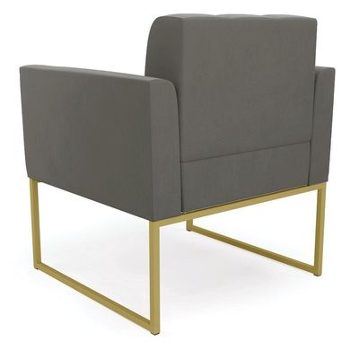 Poltrona Elisa Suede Base Metálica Industrial Dourado - D'rossi Cor Grafite