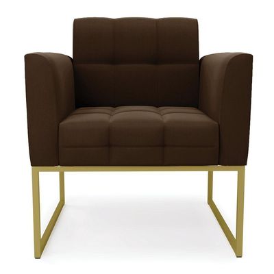 Poltrona Elisa Suede Base Metálica Industrial Dourado - D'rossi Cor Marrom