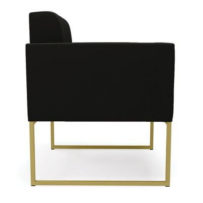 Poltrona Elisa Suede Base Metálica Industrial Dourado - D'rossi Cor Preto