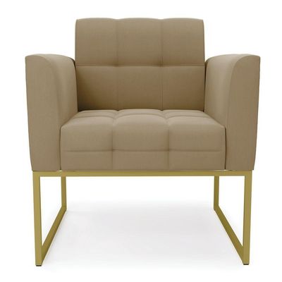 Poltrona Elisa Suede Base Metálica Industrial Dourado - D'rossi Cor Marrom Rato