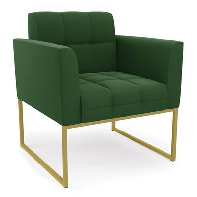 Kit 2 Poltronas Elisa Suede Base Metálica Industrial Dourado - D'rossi Cor Verde