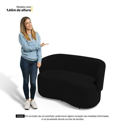 Kit Poltrona E Namoradeira Aisha Orgânica Suede Preto