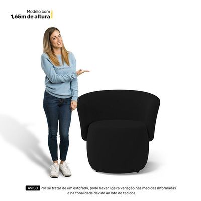 Kit Poltrona E Namoradeira Aisha Orgânica Suede Preto