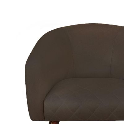 Poltrona Bianca Com Tressê Suede Marrom Pés Palito Castanho - D'rossi