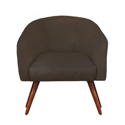 Poltrona Bianca Com Tressê Suede Marrom Pés Palito Castanho - D'rossi