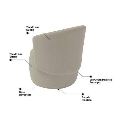 Kit Poltrona E Namoradeira Aisha Orgânica Suede Bege
