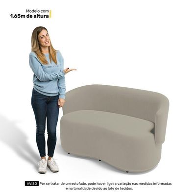 Kit Poltrona E Namoradeira Aisha Orgânica Suede Bege