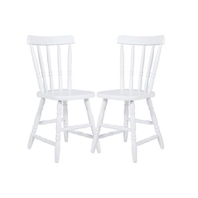 Kit Cadeira Ditália Madeira Maciça Eucalipto 2unidades Cor:branco Branco