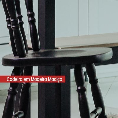 Kit Cadeira Ditália Madeira Maciça Eucalipto 2unidades Cor:preto Preto