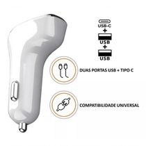 Carregador Veicular Cinzeiro Usb Type C 3.0 Turbo 38w Kd-304