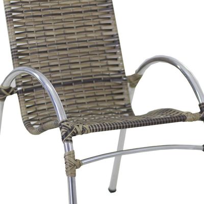 4 Cadeiras Giovana Com Mesa De Centro Em Alumínio P/ Jardim, área, Piscina Trama Original Capuccino