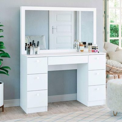 Penteadeira Ditália 7 Gavetas Com Cadeira Pe-80 Branco