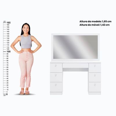 Penteadeira Ditália 7 Gavetas Com Cadeira Pe-80 Branco