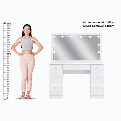 Penteadeira Ditália 7gavetas C/cadeira + Kit Luz Pe-80 Branco