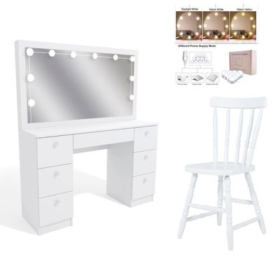 Penteadeira Ditália 7gavetas C/cadeira + Kit Luz Pe-80 Branco