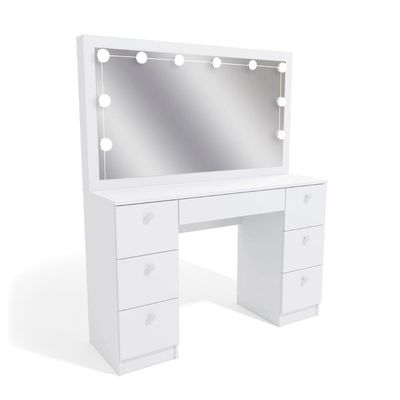 Penteadeira Ditália 7gavetas C/cadeira + Kit Luz Pe-80 Branco