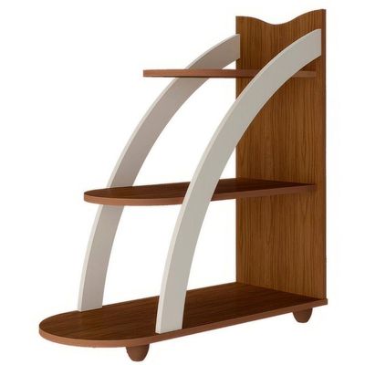 Mesa De Apoio Lateral Andes Com 3 Prateleiras Cedro / Off White