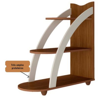 Mesa De Apoio Lateral Andes Com 3 Prateleiras Cedro / Off White