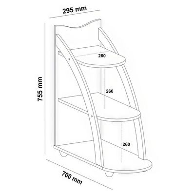 Mesa De Apoio Lateral Andes Com 3 Prateleiras Cedro / Off White