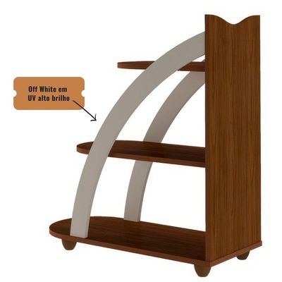 Mesa De Apoio Lateral Andes Com 3 Prateleiras Cedro / Off White