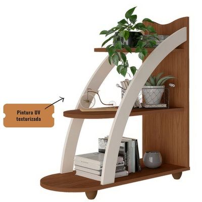 Mesa De Apoio Lateral Andes Com 3 Prateleiras Cedro / Off White