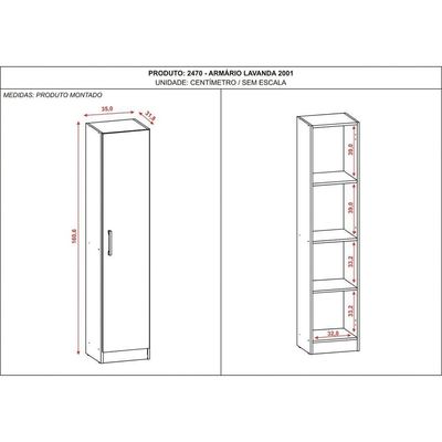 Armario Multiuso 1 Porta 3 Prateleiras Lavanda Kits Paraná Cor:branco White Branco White