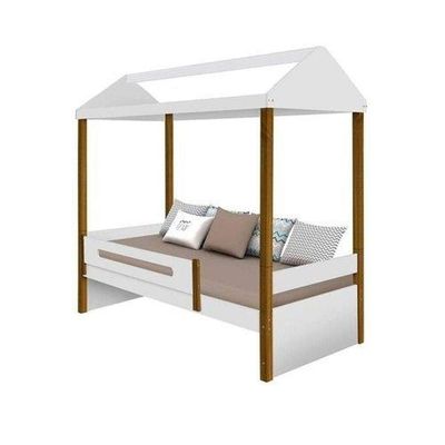 Cama Solteiro Sara Branco Mel Com Colchão