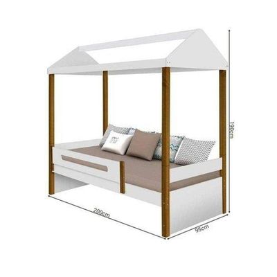 Cama Solteiro Sara Branco Mel Com Led E Colchão