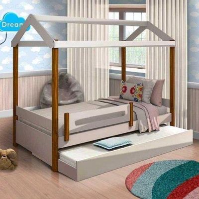 Cama Casa Eliz Branco-mel Solteiro E Cama Auxiliar - Divaloto