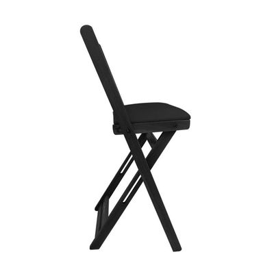 Kit 6 Cadeiras Bistro Dobravel De Madeira Estofada Preta - Preto